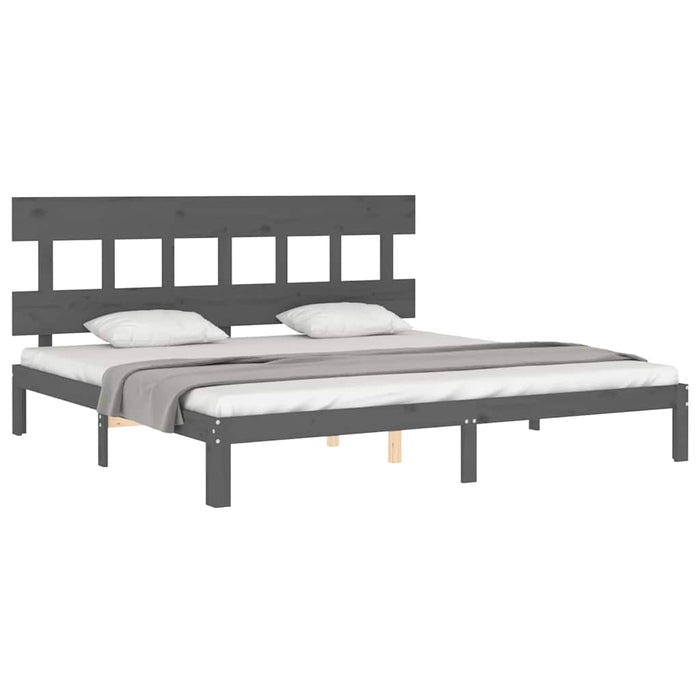 Cadru pat cu tăblie 200x200 cm, gri, lemn masiv - WALTI WALTI