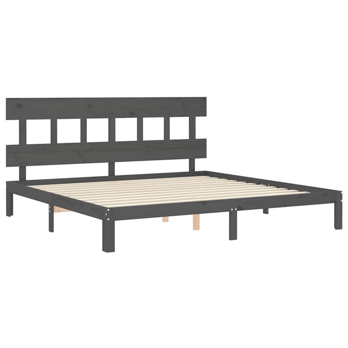 Cadru pat cu tăblie 200x200 cm, gri, lemn masiv - WALTI WALTI