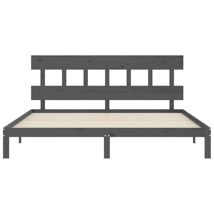 Cadru pat cu tăblie 200x200 cm, gri, lemn masiv - WALTI WALTI