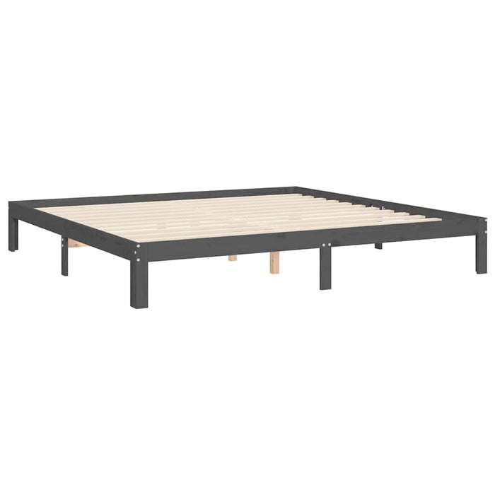 Cadru pat cu tăblie 200x200 cm, gri, lemn masiv - WALTI WALTI