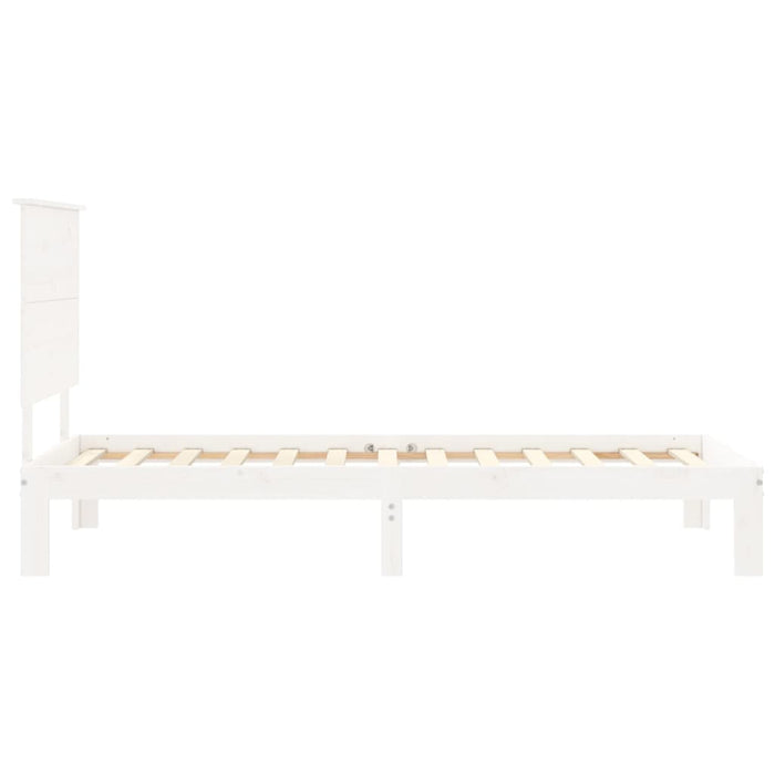 Cadru pat fără saltea, alb, 100x200 cm, lemn masiv pin WALTI