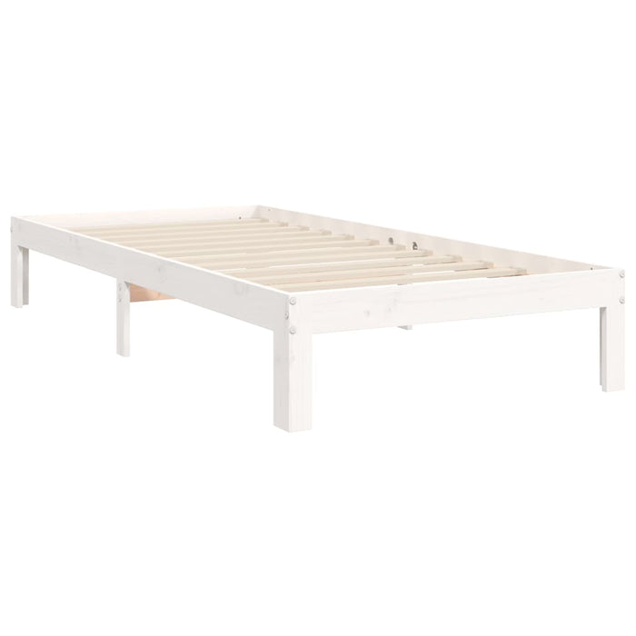 Cadru pat fără saltea, alb, 100x200 cm, lemn masiv pin WALTI