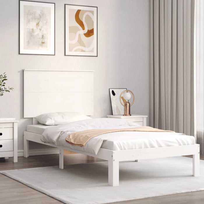 Cadru pat fără saltea, alb, 100x200 cm, lemn masiv pin WALTI