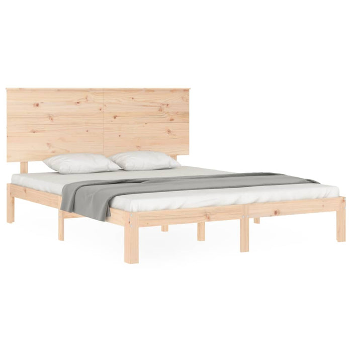 Cadru de pat cu tăblie, lemn masiv, king size WALTI