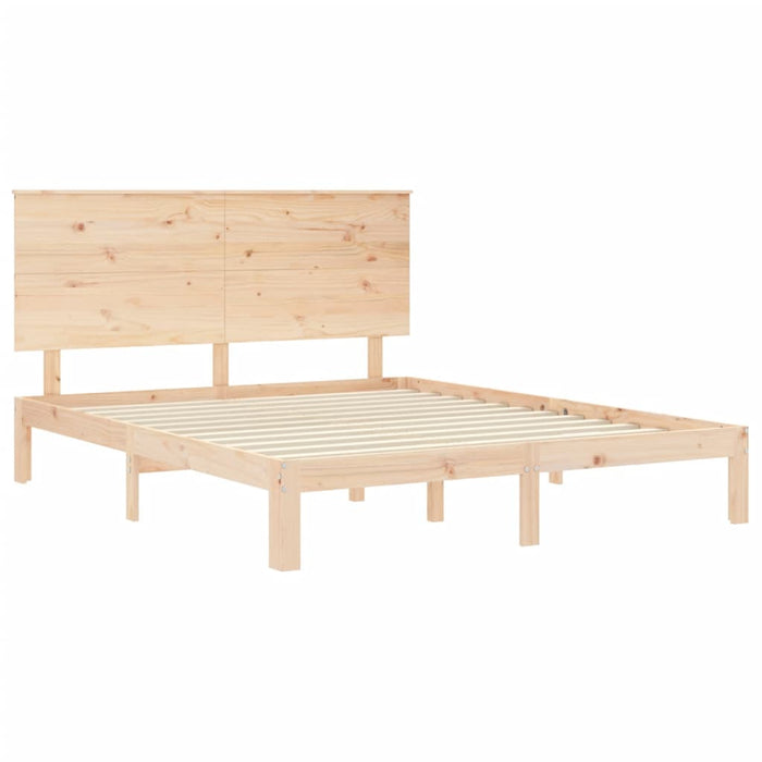 Cadru de pat cu tăblie, lemn masiv, king size WALTI