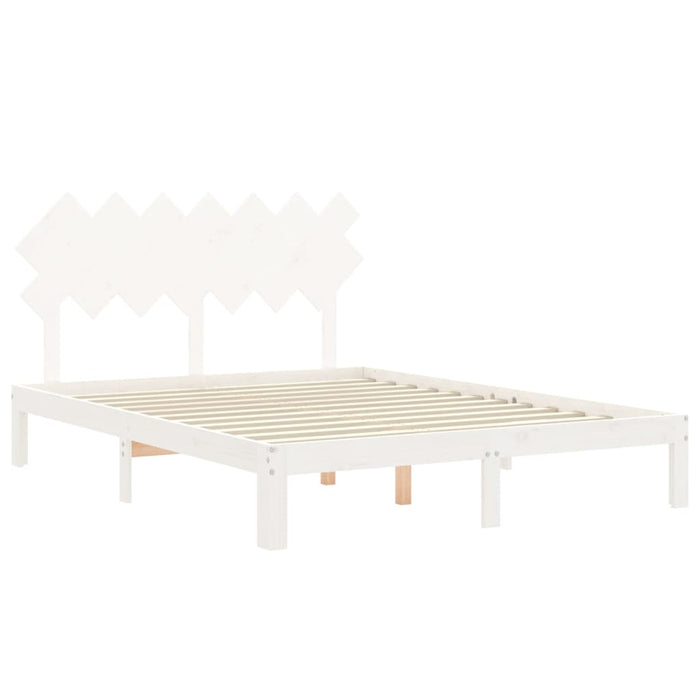 Cadru de pat fără saltea, alb, 140x190 cm, lemn masiv de pin WALTI
