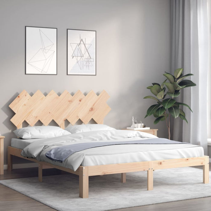 Cadru de pat cu tăblie, king size, lemn masiv WALTI