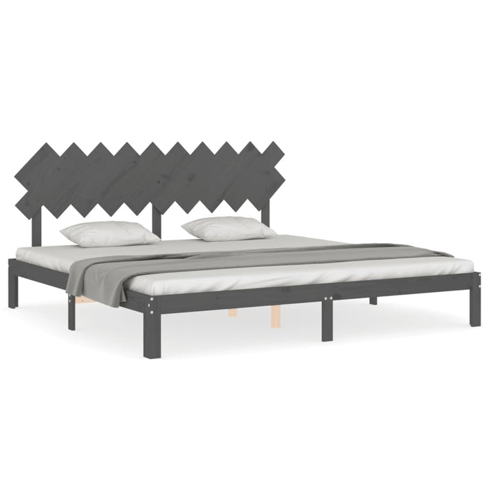 Cadru pat cu tăblie 200x200 cm, gri, lemn masiv - WALTI WALTI