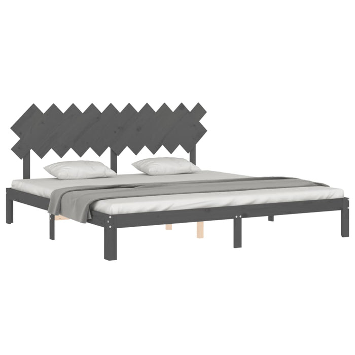 Cadru pat cu tăblie 200x200 cm, gri, lemn masiv - WALTI WALTI