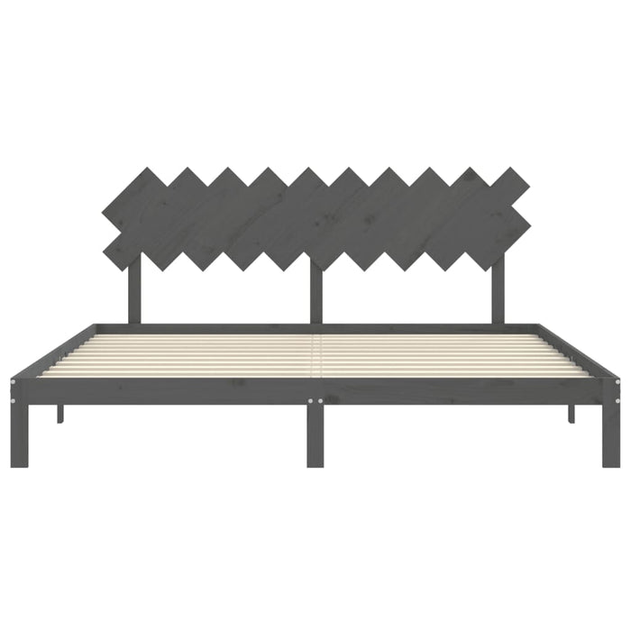 Cadru pat cu tăblie 200x200 cm, gri, lemn masiv - WALTI WALTI
