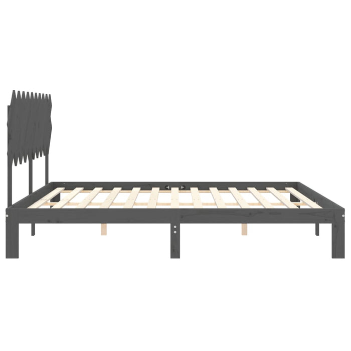 Cadru pat cu tăblie 200x200 cm, gri, lemn masiv - WALTI WALTI