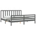 Cadru pat cu tăblie 200x200 cm, gri, lemn masiv - WALTI WALTI