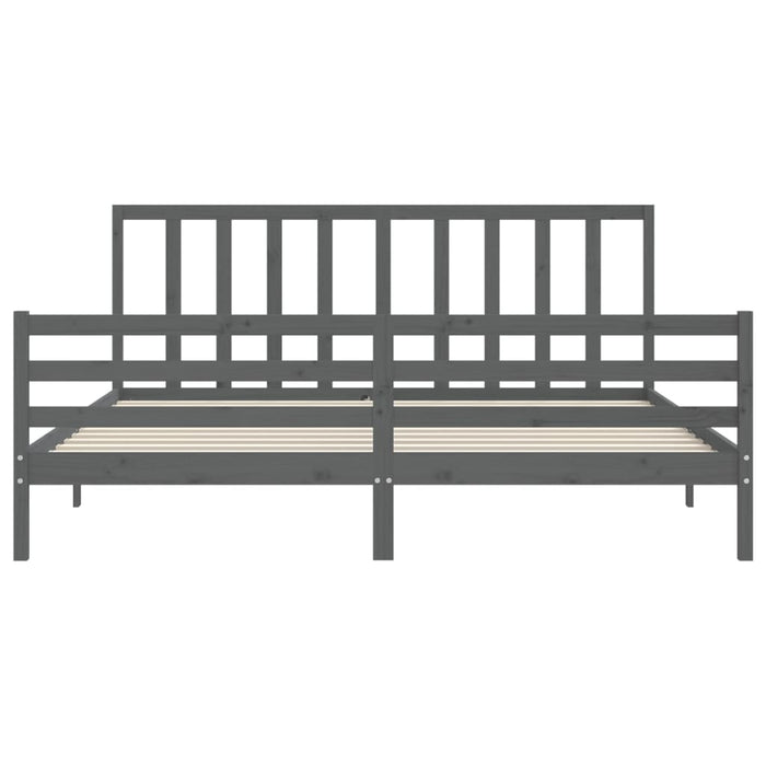 Cadru pat cu tăblie 200x200 cm, gri, lemn masiv - WALTI WALTI
