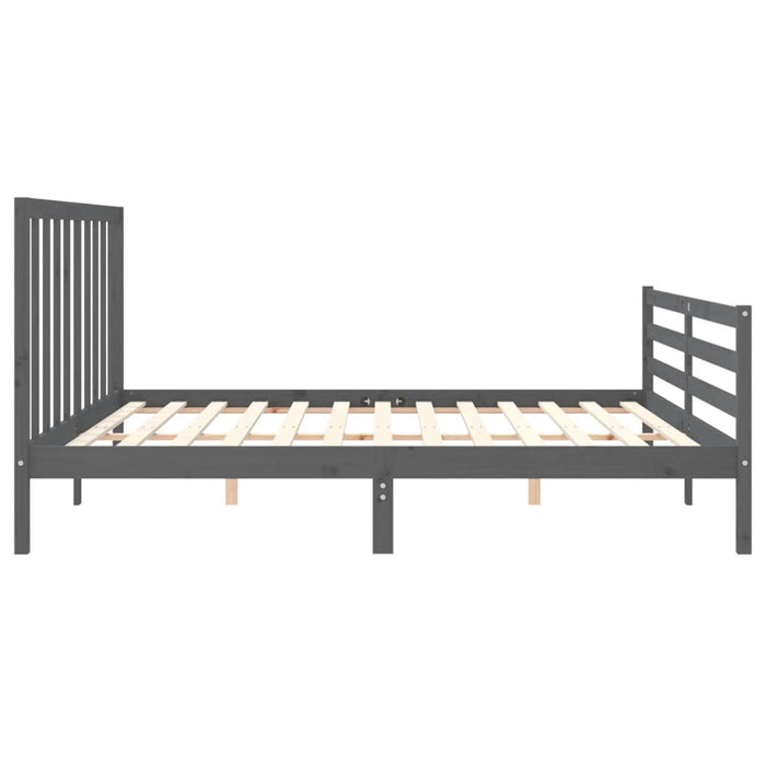 Cadru pat cu tăblie 200x200 cm, gri, lemn masiv - WALTI WALTI
