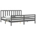 Cadru pat cu tăblie 200x200 cm, gri, lemn masiv - WALTI WALTI