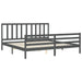 Cadru pat cu tăblie 200x200 cm, gri, lemn masiv - WALTI WALTI