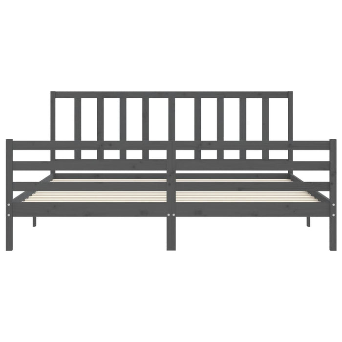Cadru pat cu tăblie 200x200 cm, gri, lemn masiv - WALTI WALTI