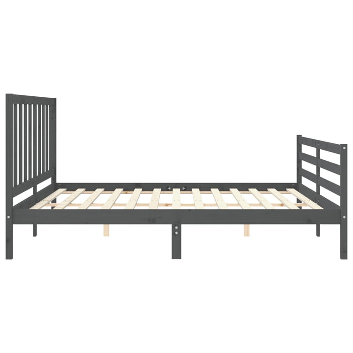 Cadru pat cu tăblie 200x200 cm, gri, lemn masiv - WALTI WALTI