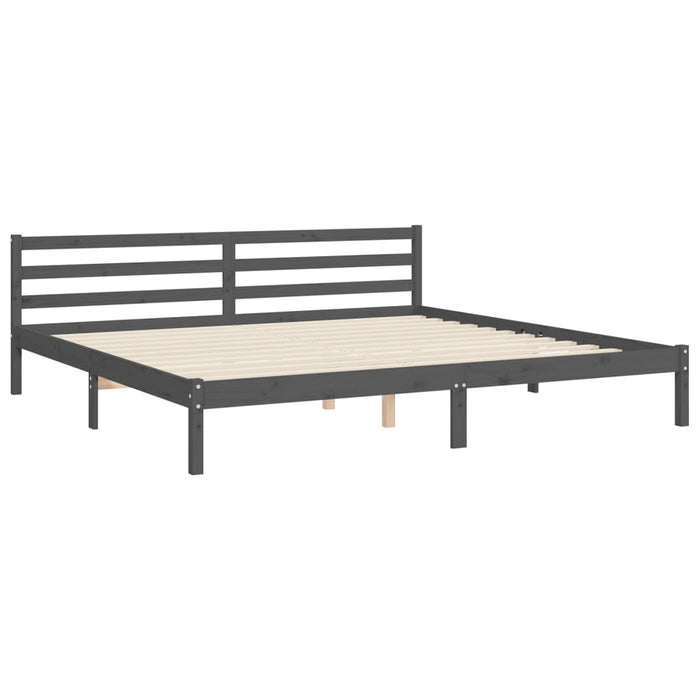 Cadru pat cu tăblie 200x200 cm, gri, lemn masiv - WALTI WALTI