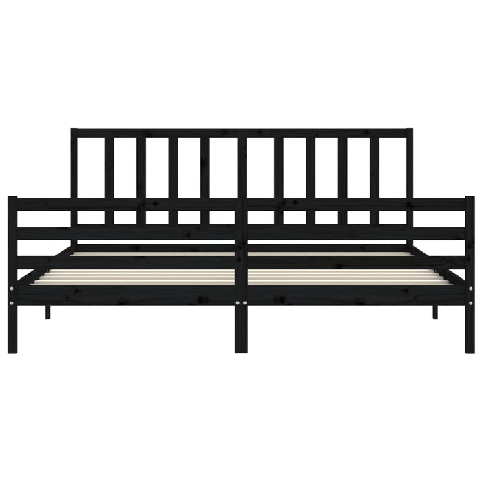 Cadru pat cu tăblie 200x200 cm, negru, lemn masiv WALTI