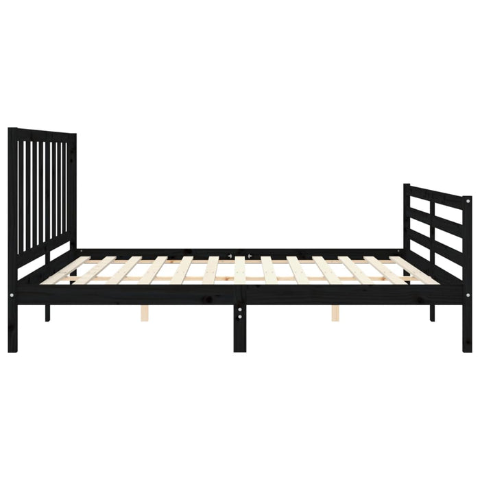 Cadru pat cu tăblie 200x200 cm, negru, lemn masiv WALTI