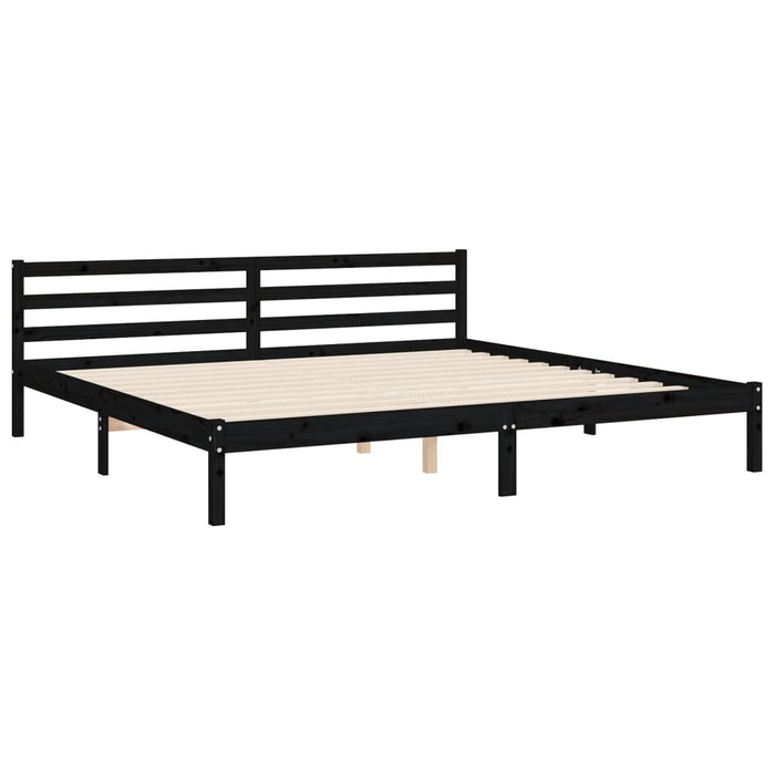 Cadru pat cu tăblie 200x200 cm, negru, lemn masiv WALTI