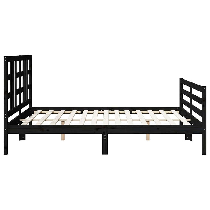 Cadru de pat cu tăblie Super King Size, negru, lemn masiv WALTI