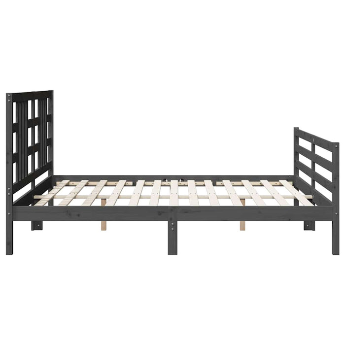 Cadru pat cu tăblie 200x200 cm, gri, lemn masiv - WALTI WALTI
