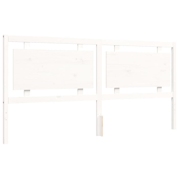 Cadru pat cu tăblie 200x200 cm, alb, lemn masiv - WALTI WALTI
