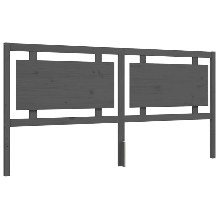 Cadru pat cu tăblie 200x200 cm, gri, lemn masiv WALTI