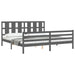 Cadru pat cu tăblie 200x200 cm, gri, lemn masiv - WALTI WALTI