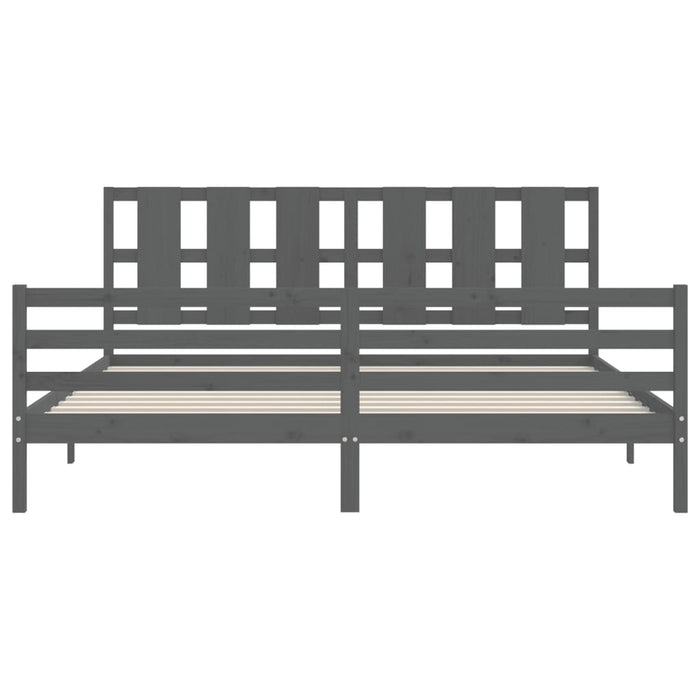 Cadru pat cu tăblie 200x200 cm, gri, lemn masiv - WALTI WALTI