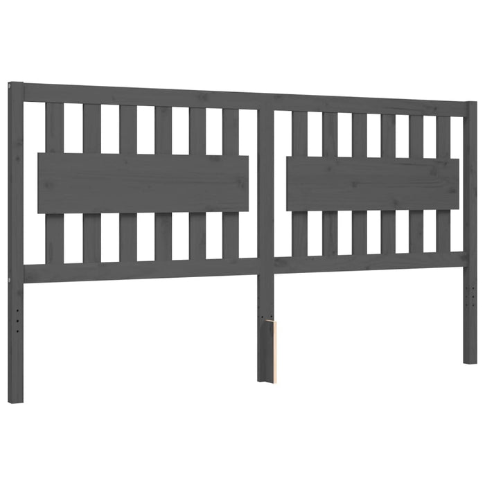 Cadru de pat cu tăblie Super King Size, gri, lemn masiv WALTI