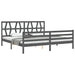 Cadru pat cu tăblie 200x200 cm, gri, lemn masiv - WALTI WALTI
