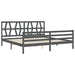 Cadru pat cu tăblie 200x200 cm, gri, lemn masiv - WALTI WALTI