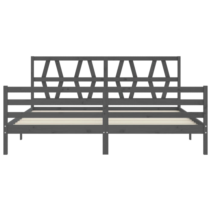 Cadru pat cu tăblie 200x200 cm, gri, lemn masiv - WALTI WALTI