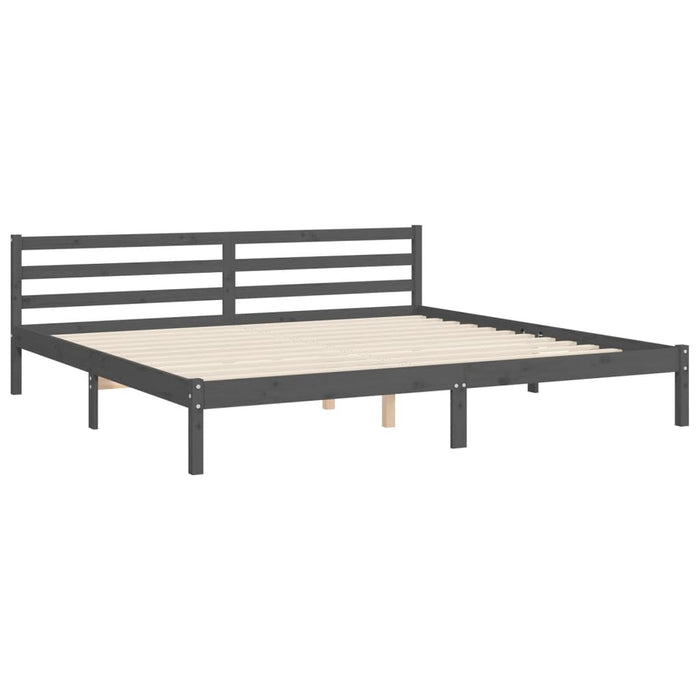 Cadru pat cu tăblie 200x200 cm, gri, lemn masiv - WALTI WALTI