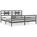Cadru pat cu tăblie 200x200 cm, gri, lemn masiv - WALTI WALTI
