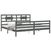 Cadru pat cu tăblie 200x200 cm, gri, lemn masiv - WALTI WALTI