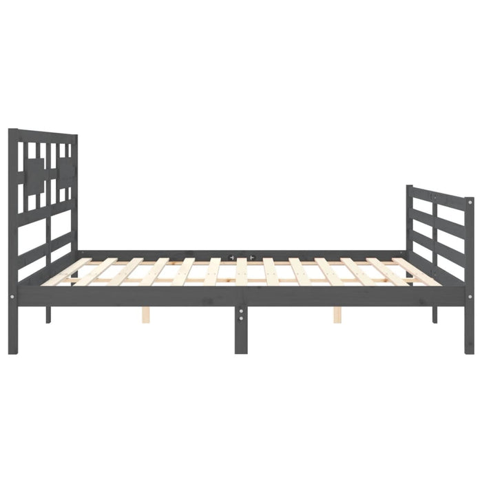 Cadru pat cu tăblie 200x200 cm, gri, lemn masiv - WALTI WALTI