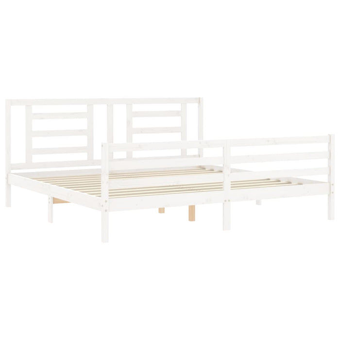 Cadru pat cu tăblie 200x200 cm, alb, lemn masiv - WALTI WALTI