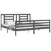 Cadru pat cu tăblie 200x200 cm, gri, lemn masiv - WALTI WALTI