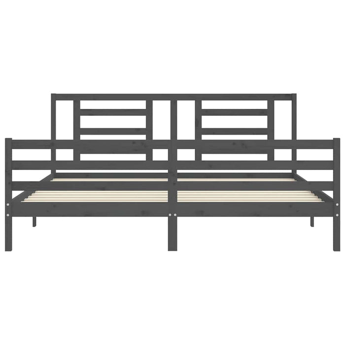 Cadru pat cu tăblie 200x200 cm, gri, lemn masiv - WALTI WALTI