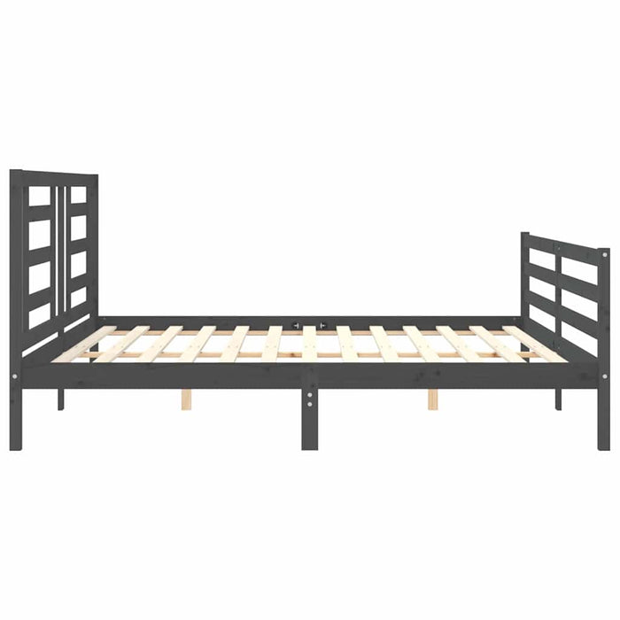 Cadru pat cu tăblie 200x200 cm, gri, lemn masiv - WALTI WALTI