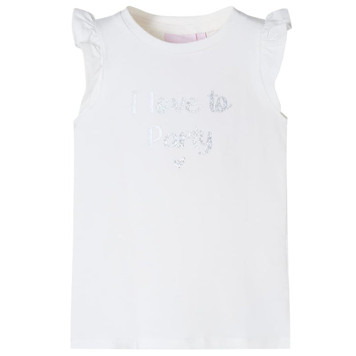 Tricou pentru copii cu mâneci cu volan, alb, 104 WALTI