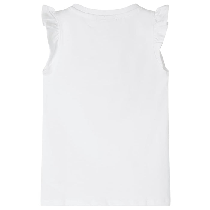 Tricou pentru copii cu mâneci cu volan, alb, 104 WALTI