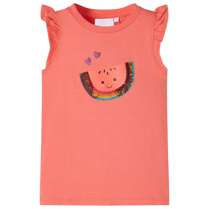 Tricou pentru copii cu mâneci cu volane, coral, 92 WALTI