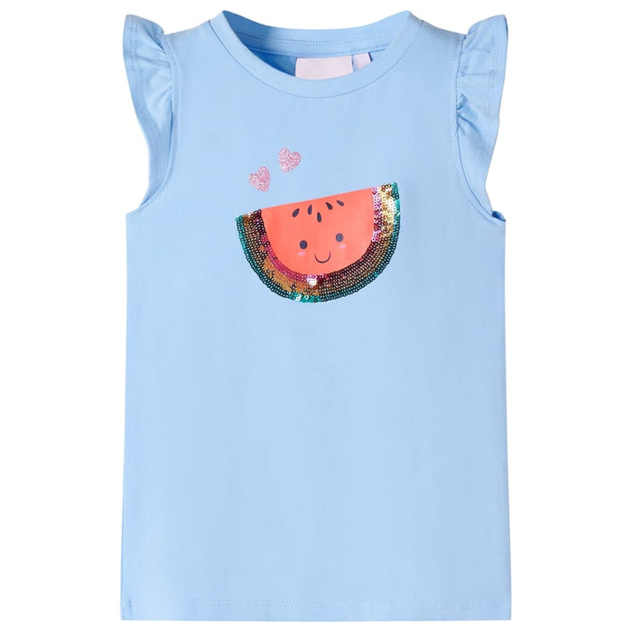 Tricou pentru copii cu mâneci cu volane, albastru deschis, 140 - WALTI WALTI