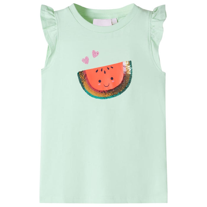 Tricou pentru copii cu mâneci cu volane, verde deschis, 92 WALTI