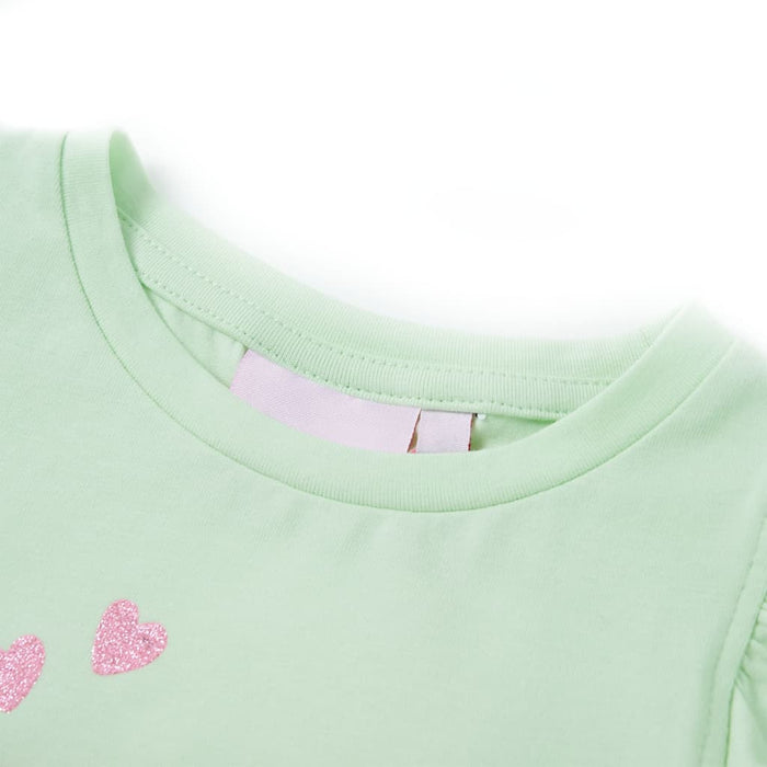 Tricou pentru copii cu mâneci cu volane, verde deschis, 92 WALTI